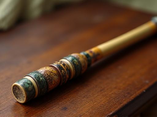 美しく修復された古い竹竿